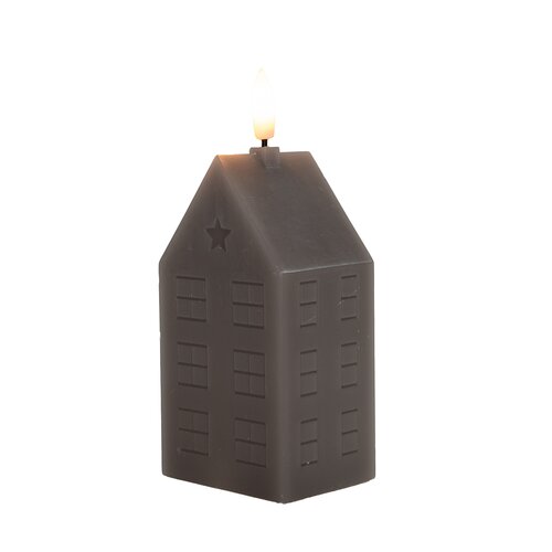 Anna's Collection LED-kaars huisje met 3D-vlam taupe - L 5 x B 6 x H 12 cm