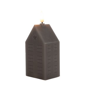 Anna's Collection LED-kaars huisje met 3D-vlam taupe - L 5 x B 6 x H 12 cm - afbeelding 1