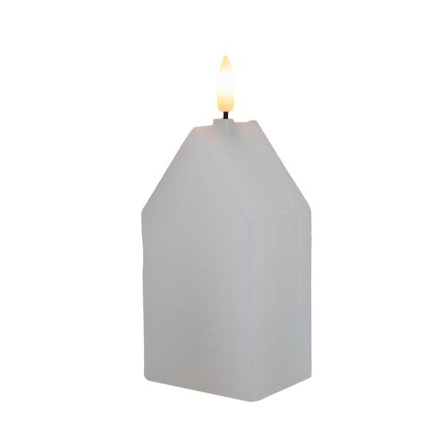 Anna's Collection LED-kaars huisje met 3D-vlam wit - L 5 x B 6 x H 12 cm