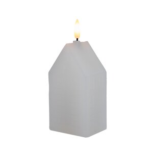Anna's Collection LED-kaars huisje met 3D-vlam wit - L 5 x B 6 x H 12 cm - afbeelding 1
