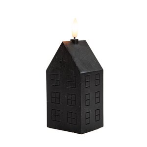 Anna's Collection LED-kaars huisje met 3D-vlam zwart - L 5 x B 6 x H 12 cm - afbeelding 1