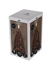 Anna's Collection LED-kaars kerstboom met 3D-vlam brons - H 20 x Ø 9,5 cm - afbeelding 2