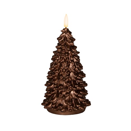Anna's Collection LED-kaars kerstboom met 3D-vlam brons - H 20 x Ø 9,5 cm