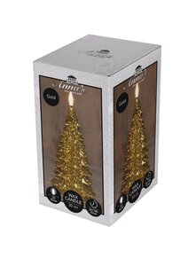 Anna's Collection LED-kaars kerstboom met 3D-vlam goud - H 20 x Ø 9,5 cm - afbeelding 2