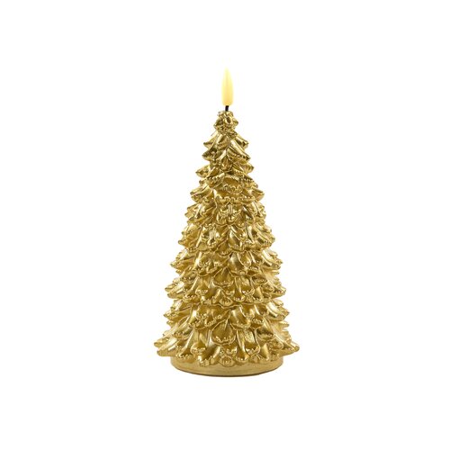 Anna's Collection LED-kaars kerstboom met 3D-vlam goud - H 20 x Ø 9,5 cm