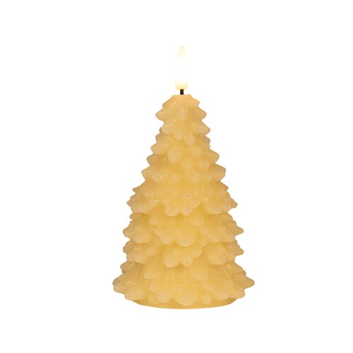 Anna's Collection LED-kaars kerstboom met 3D-vlam ivoor - H 20 x Ø 9,5 cm