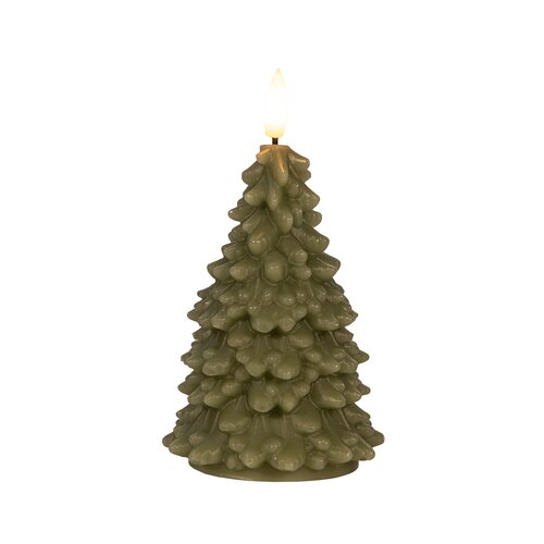 Anna's Collection LED-kaars kerstboom met 3D-vlam jade - H 20 x Ø 9,5 cm