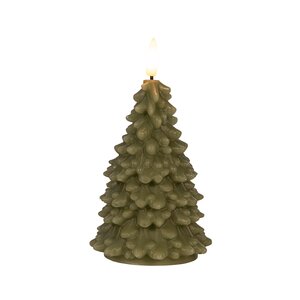 Anna's Collection LED-kaars kerstboom met 3D-vlam jade - H 20 x Ø 9,5 cm - afbeelding 1