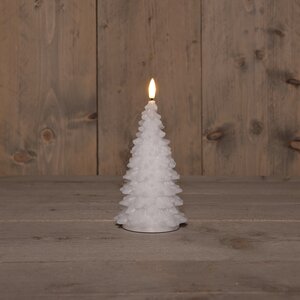 Anna's Collection LED-kaars kerstboom met 3D-vlam wit - H 20 x Ø 9,5 cm - afbeelding 3