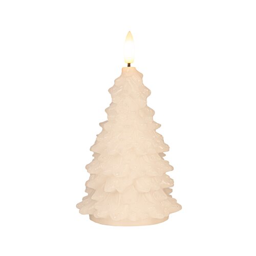 Anna's Collection LED-kaars kerstboom met 3D-vlam wit - H 20 x Ø 9,5 cm