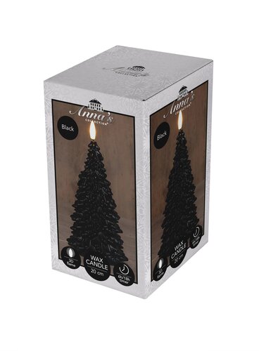 Anna's Collection LED-kaars kerstboom met 3D-vlam zwart - H 20 x B 9,5 cm - afbeelding 2
