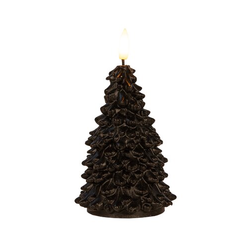 Anna's Collection LED-kaars kerstboom met 3D-vlam zwart - H 20 x B 9,5 cm