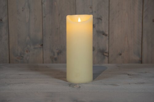 Anna's Collection LED-kaars rustiek met bewegende vlam ivoor - H 25 x Ø 10 cm - afbeelding 2