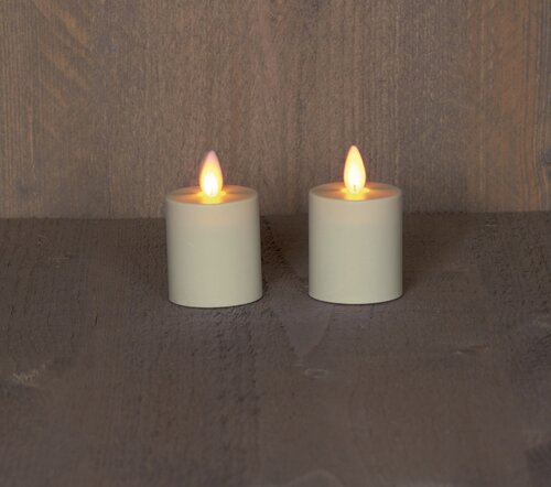 Anna's Collection LED-kaarsen bewegende vlam - D4,5xH8cm Ivoor 2 stuks - afbeelding 2
