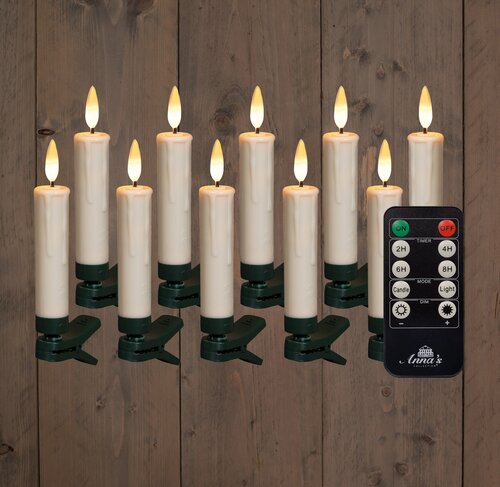Anna's Collection LED-kaarsen op clip - H10cm Wit 10 stuks
