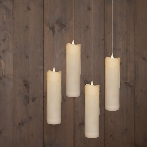 Anna's Collection LED-kaarsen zwevend met toverstok wit - set van 4 - H 18 x Ø 5 cm - afbeelding 3