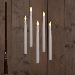 Anna's Collection LED-kaarsen zwevend met toverstok wit - set van 5 - H 28,5 cm - afbeelding 2