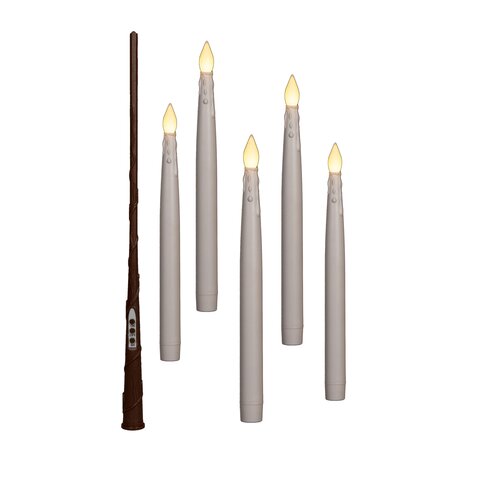 Anna's Collection LED-kaarsen zwevend met toverstok wit - set van 5 - H 28,5 cm