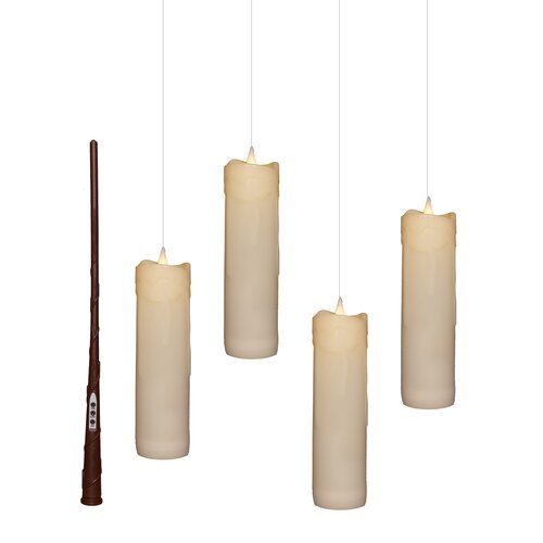 Anna's Collection LED-kaarsen zwevend met toverstok wit - set van 4 - H 18 x Ø 5 cm