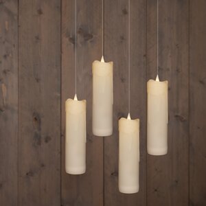 Anna's Collection LED-kaarsen zwevend met toverstok wit - set van 4 - H 18 x D 5 cm - afbeelding 3