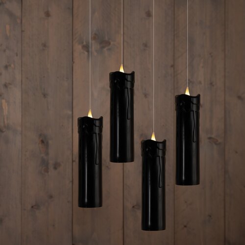 Anna's Collection LED-kaarsen zwevend met toverstok zwart - set van 4 - H 18 x Ø 5 cm - afbeelding 3