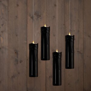 Anna's Collection LED-kaarsen zwevend met toverstok zwart - set van 4 - H 18 x Ø 5 cm - afbeelding 3