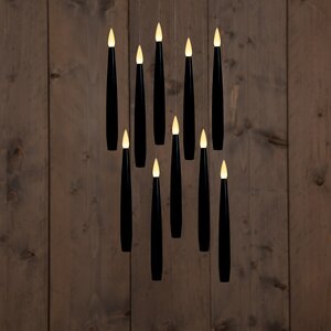 Anna's Collection LED-kaarsen zwevend met toverstok zwart - set van 10 - H 15 cm - afbeelding 3