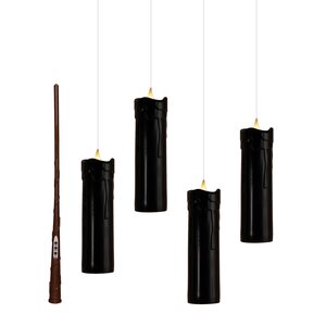 Anna's Collection LED-kaarsen zwevend met toverstok zwart - set van 4 - H 18 x Ø 5 cm - afbeelding 1