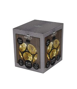 Anna's Collection LED-kerstbal glas cirkelmotief - D10cm Zwart - afbeelding 2