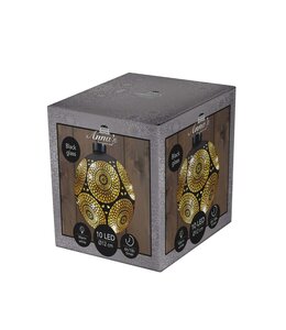Anna's Collection LED-kerstbal glas cirkelmotief - D12cm Zwart - afbeelding 2