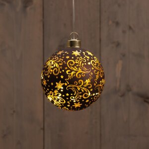 Anna's Collection LED-kerstbal glas - D10cm Bruin - afbeelding 3