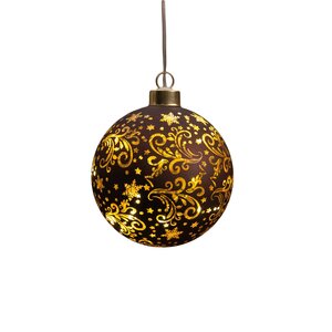 Anna's Collection LED-kerstbal glas - D10cm Bruin - afbeelding 4