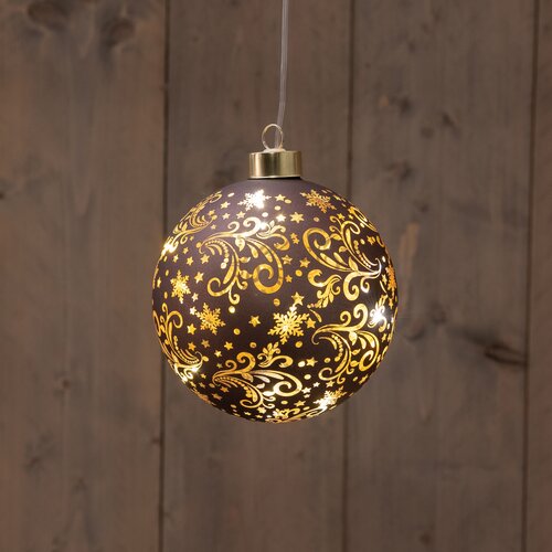 Anna's Collection LED-kerstbal glas - D12cm Bruin - afbeelding 3