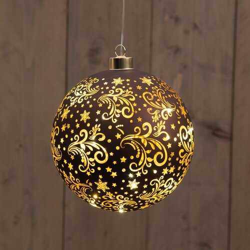 Anna's Collection LED-kerstbal glas - D15cm Bruin - afbeelding 3