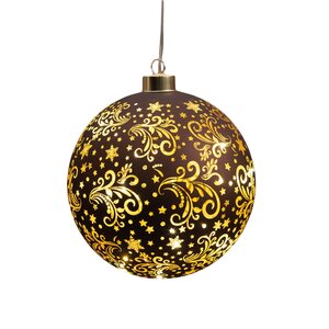Anna's Collection LED-kerstbal glas - D15cm Bruin - afbeelding 4