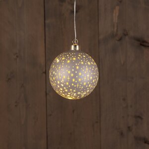 Anna's Collection LED-kerstbal glas sterrenmotief - D10cm Champagne - afbeelding 3