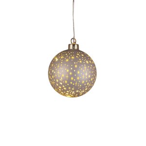 Anna's Collection LED-kerstbal glas sterrenmotief - D10cm Champagne - afbeelding 4