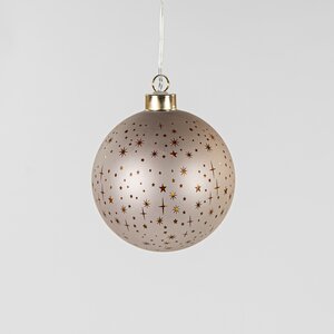 Anna's Collection LED-kerstbal glas sterrenmotief - D10cm Champagne - afbeelding 1
