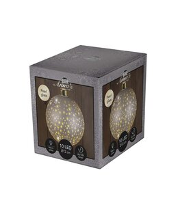 Anna's Collection LED-kerstbal glas sterrenmotief - D12cm Champagne - afbeelding 2