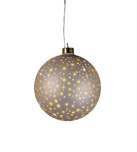 Anna's Collection LED-kerstbal glas sterrenmotief - D15cm Champagne - afbeelding 4