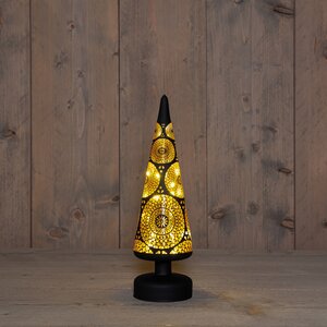 Anna's Collection LED-kerstboompje glas cirkelmotief - H30xD9cm Zwart - afbeelding 3