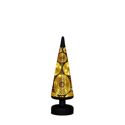 Anna's Collection LED-kerstboompje glas cirkelmotief - H30xD9cm Zwart - afbeelding 4