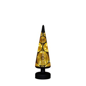 Anna's Collection LED-kerstboompje glas cirkelmotief - H30xD9cm Zwart - afbeelding 4