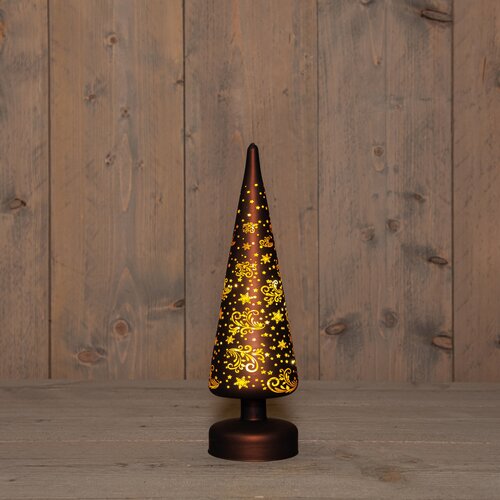 Anna's Collection LED-kerstboompje glas - H30xD9cm Bruin - afbeelding 3