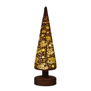 Anna's Collection LED-kerstboompje glas - H30xD9cm Bruin - afbeelding 1