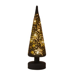 Anna's Collection LED-kerstboompje glas sterrenmotief - H30xD9cm Zwart - afbeelding 1