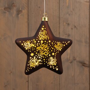 Anna's Collection LED-kersthanger ster glas - H19cm Bruin - afbeelding 3
