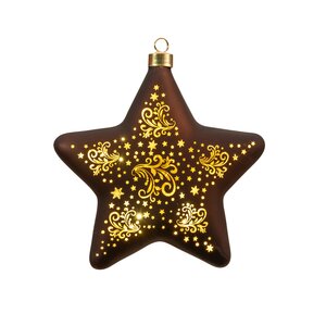 Anna's Collection LED-kersthanger ster glas - H19cm Bruin - afbeelding 1