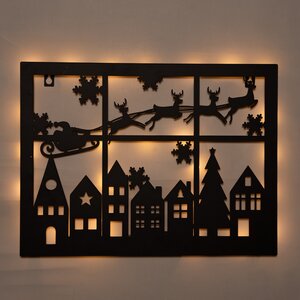 Anna's Collection LED-muurhanger kerstslee - B40xH32cm Zwart - afbeelding 1