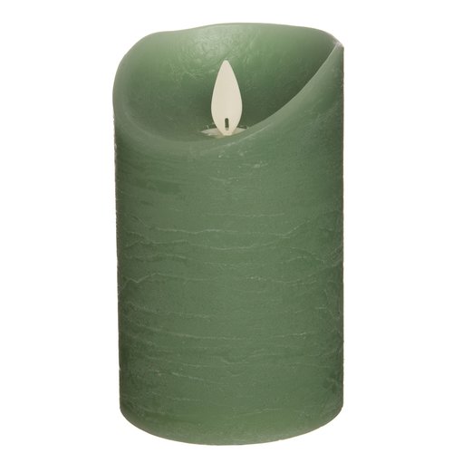 Anna’s Collection LED Rustiek wax stompkaars Jade groen - Ø 7,5 x H 12,5 cm - afbeelding 1